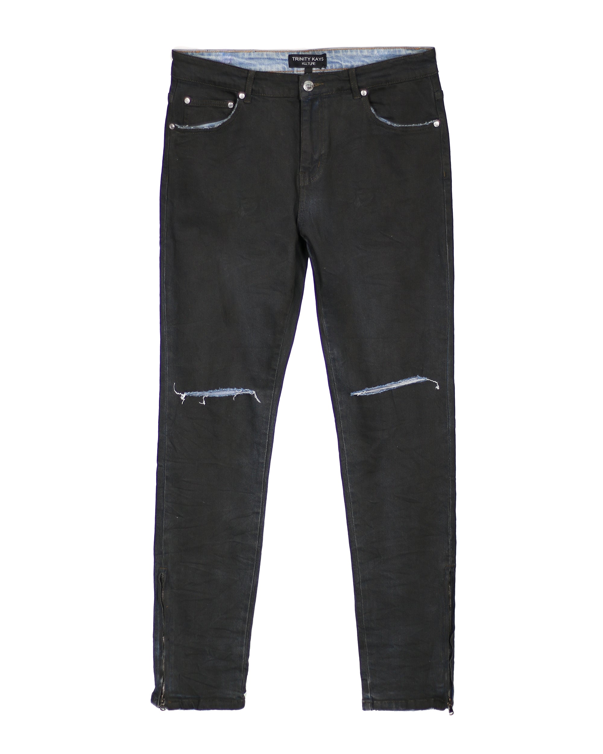 Trinity Kays Kulture Dye Coat Zipper Ankle Skinny Jeans For Men
