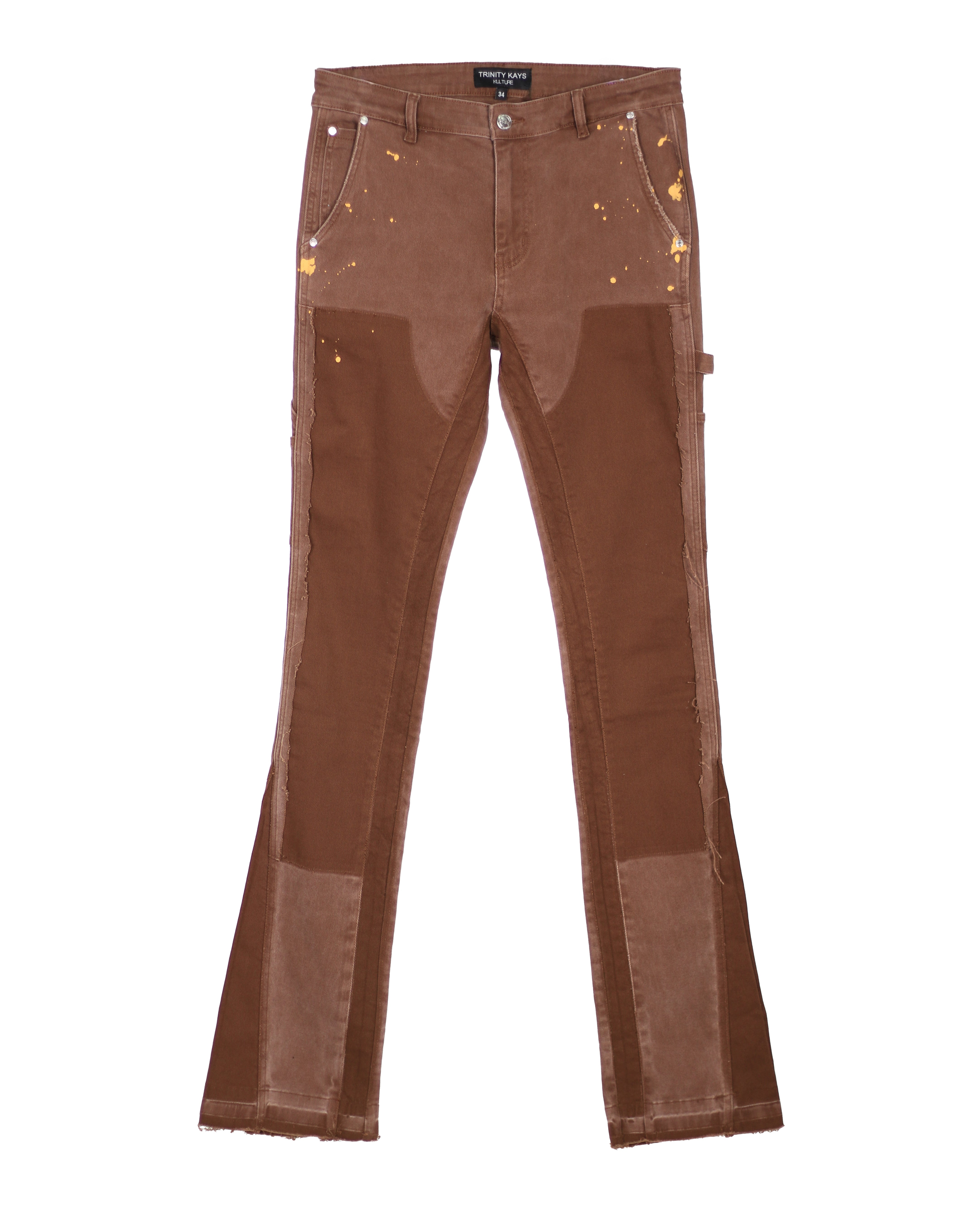 Trinity Kays Kulture Praia Stacked Flare Jeans, Bole Brown