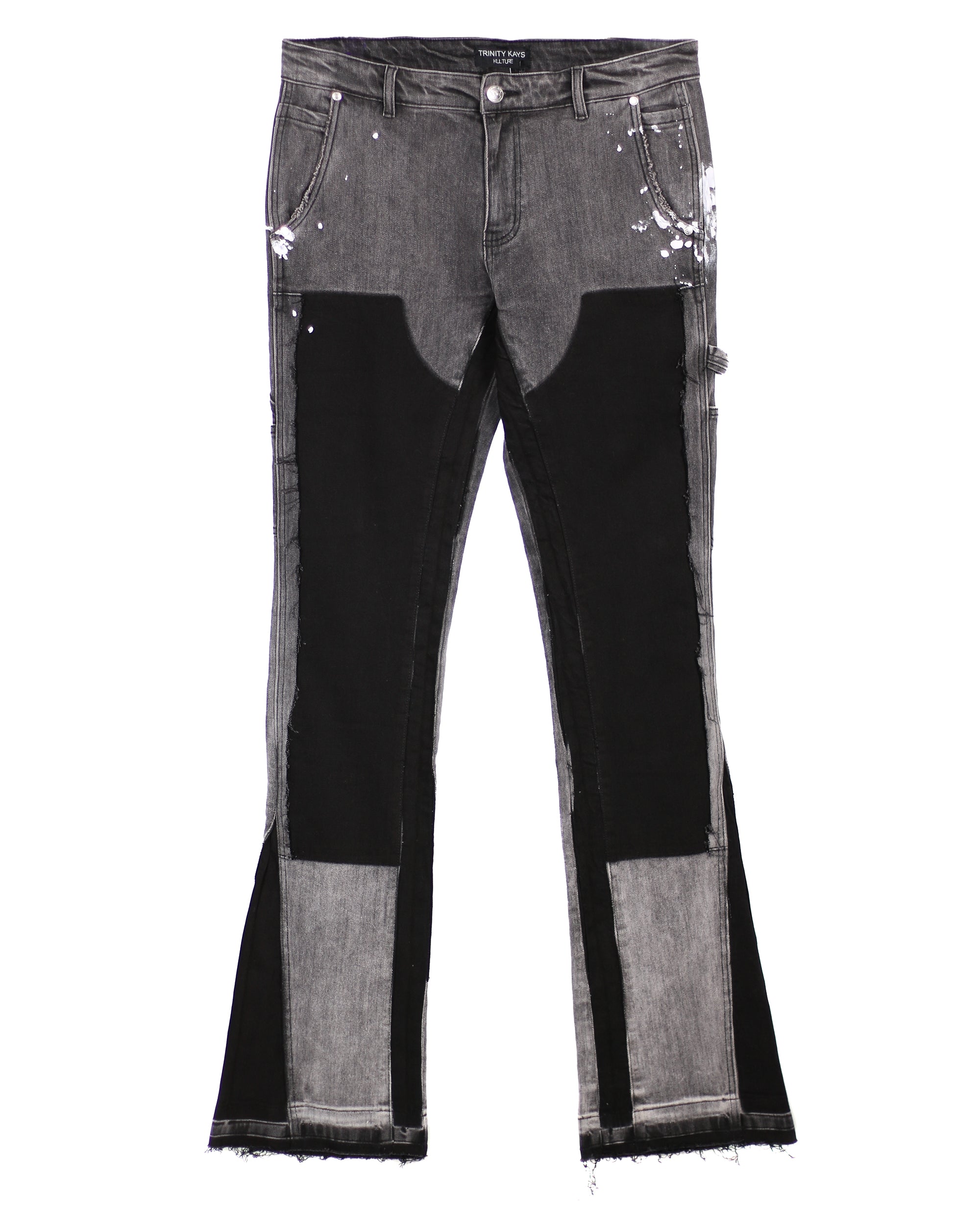 Trinity Kays Kulture Praia Stacked Flare Jeans, Gravel Grey