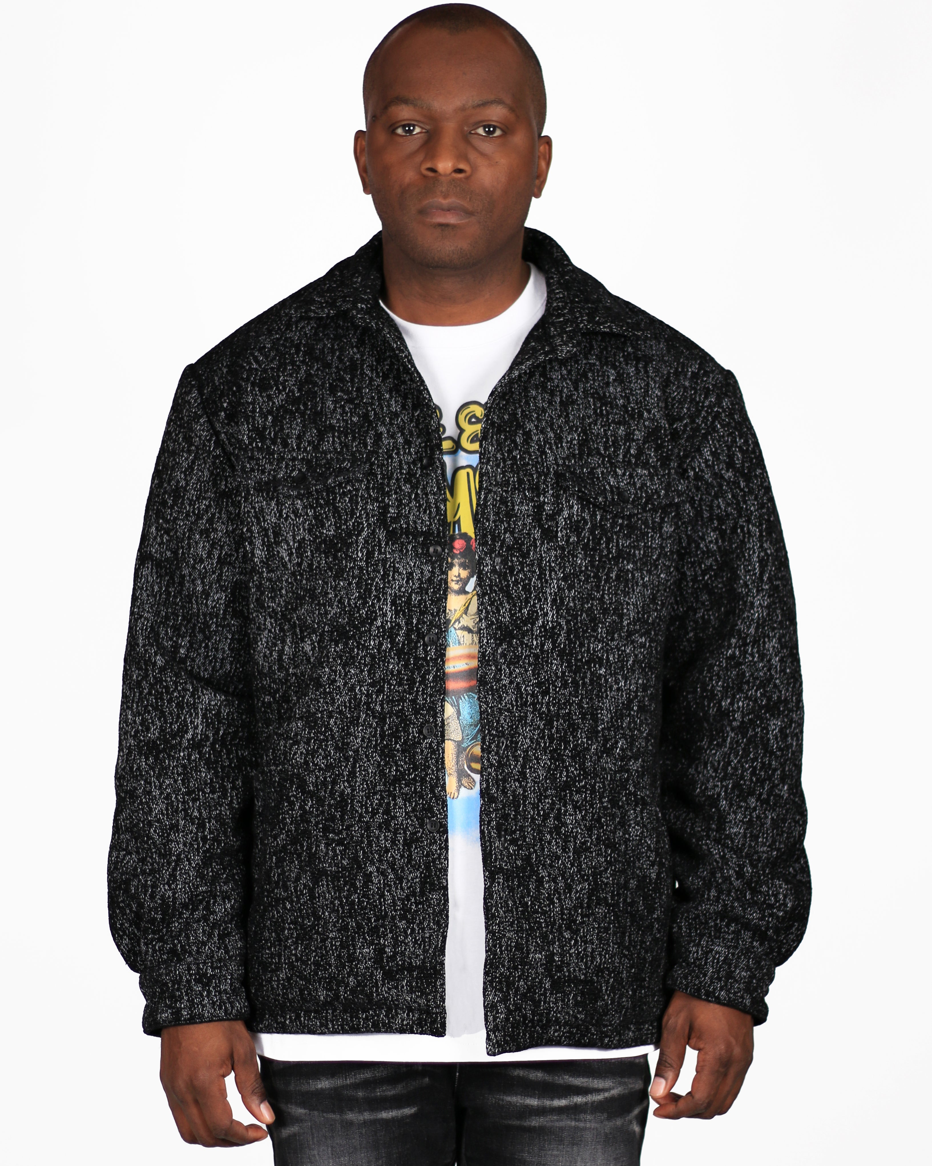 Trinity Kays Kulture Zimba Men's Shirt Jacket, Black Galaxy