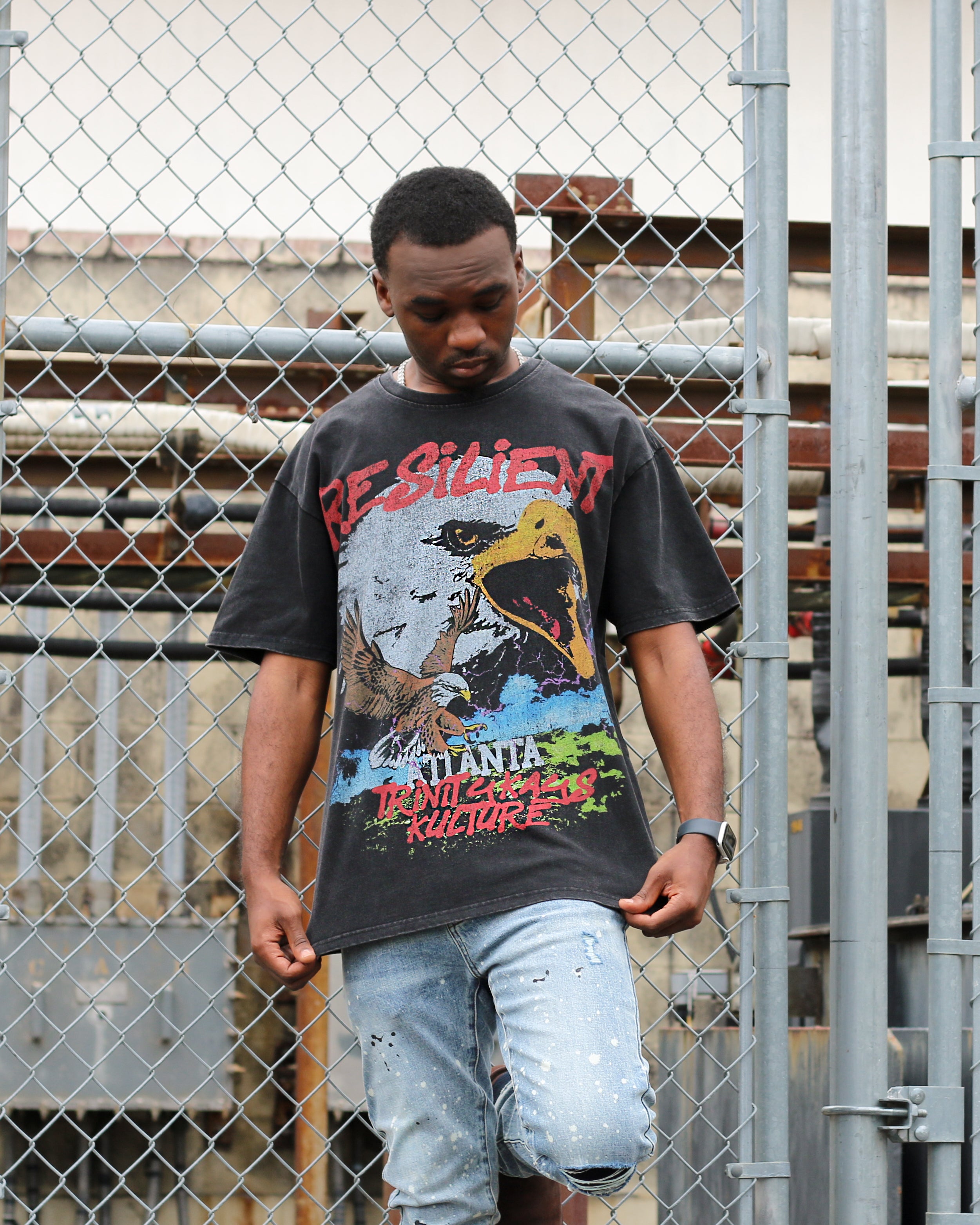 Trinity Kays Kulture Resilient Atlanta Men's T Shirt, Washed Black