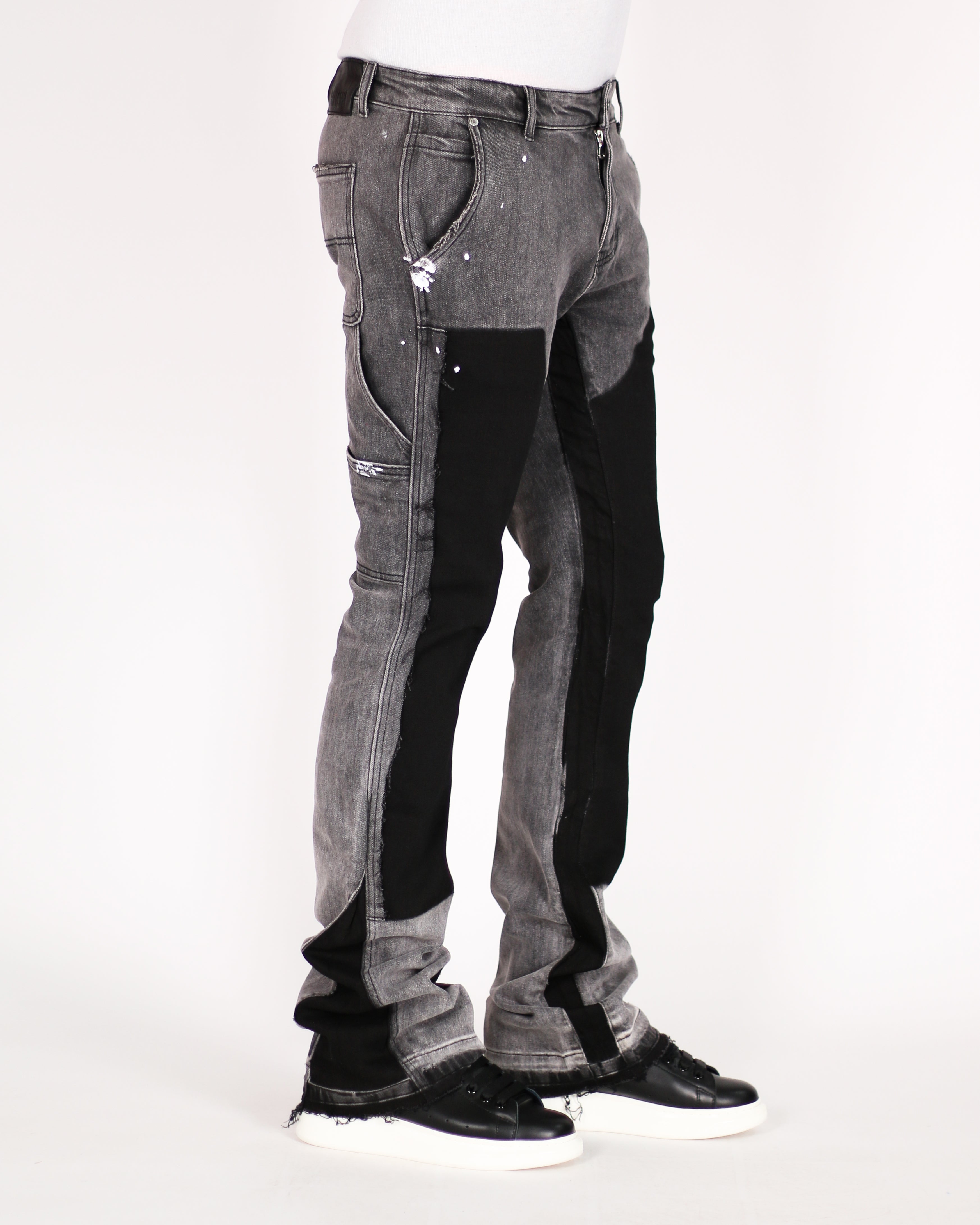 Trinity Kays Kulture Praia Stacked Flare Jeans, Gravel Grey