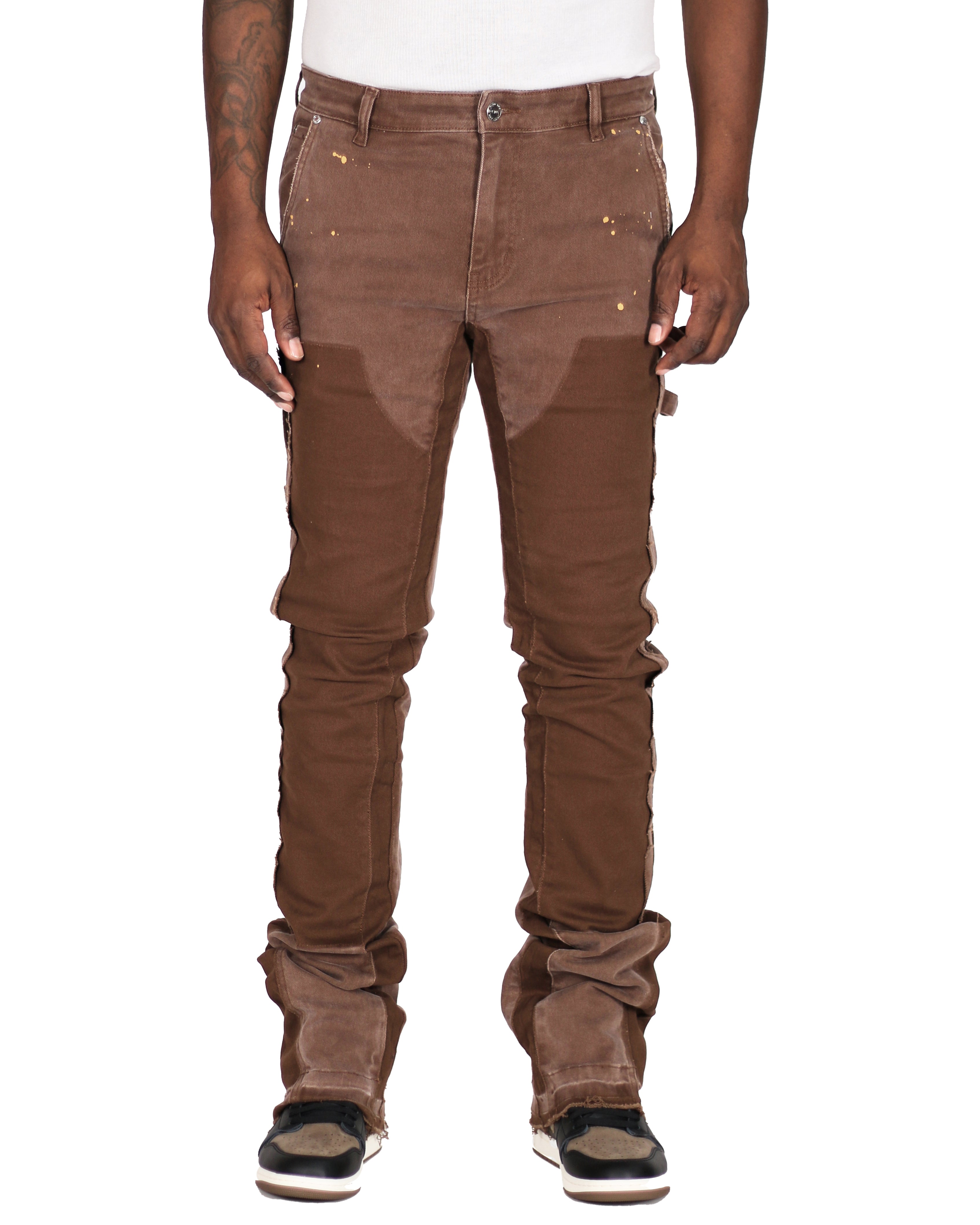 Trinity Kays Kulture Praia Stacked Flare Jeans, Bole Brown