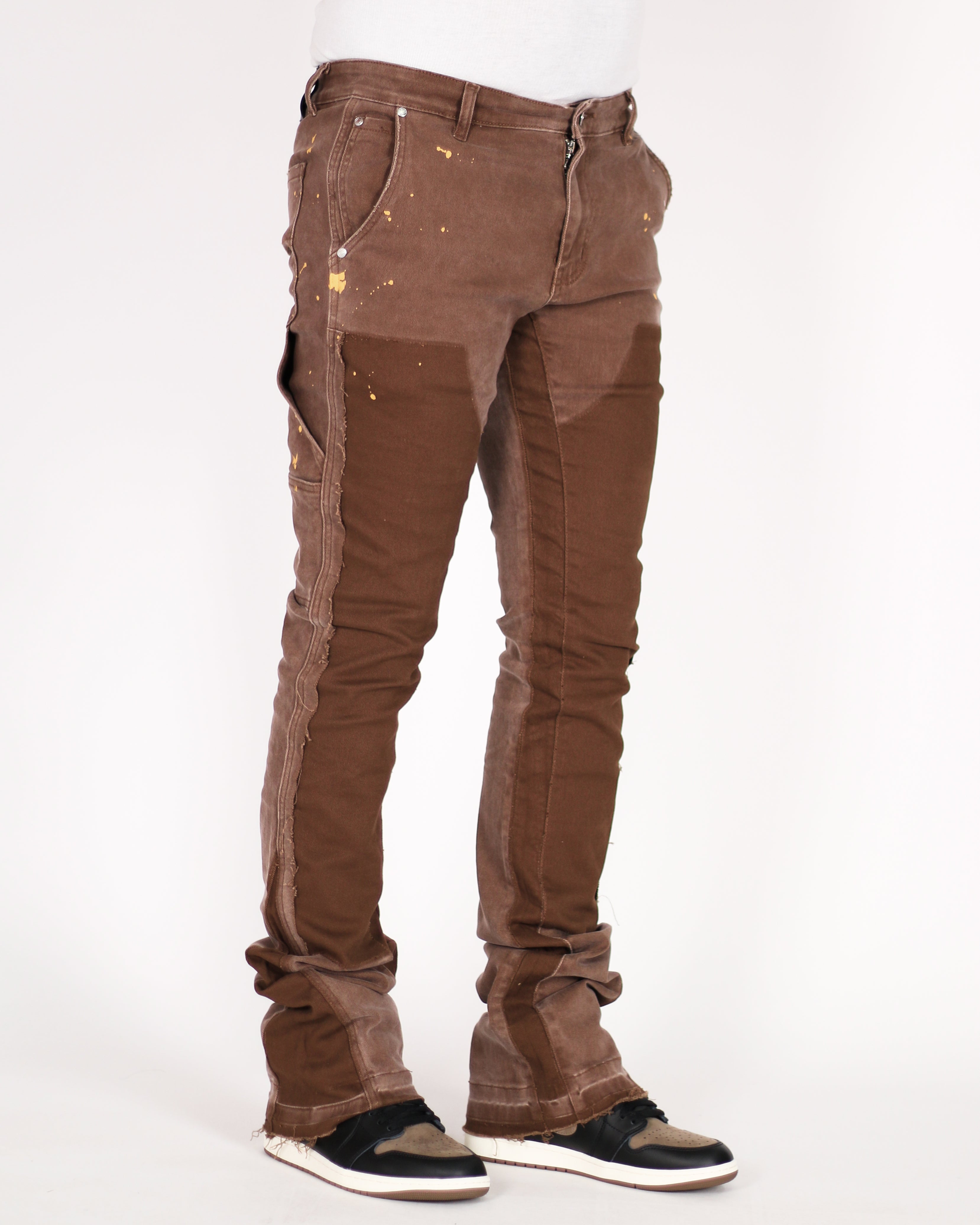 Trinity Kays Kulture Praia Stacked Flare Jeans, Bole Brown
