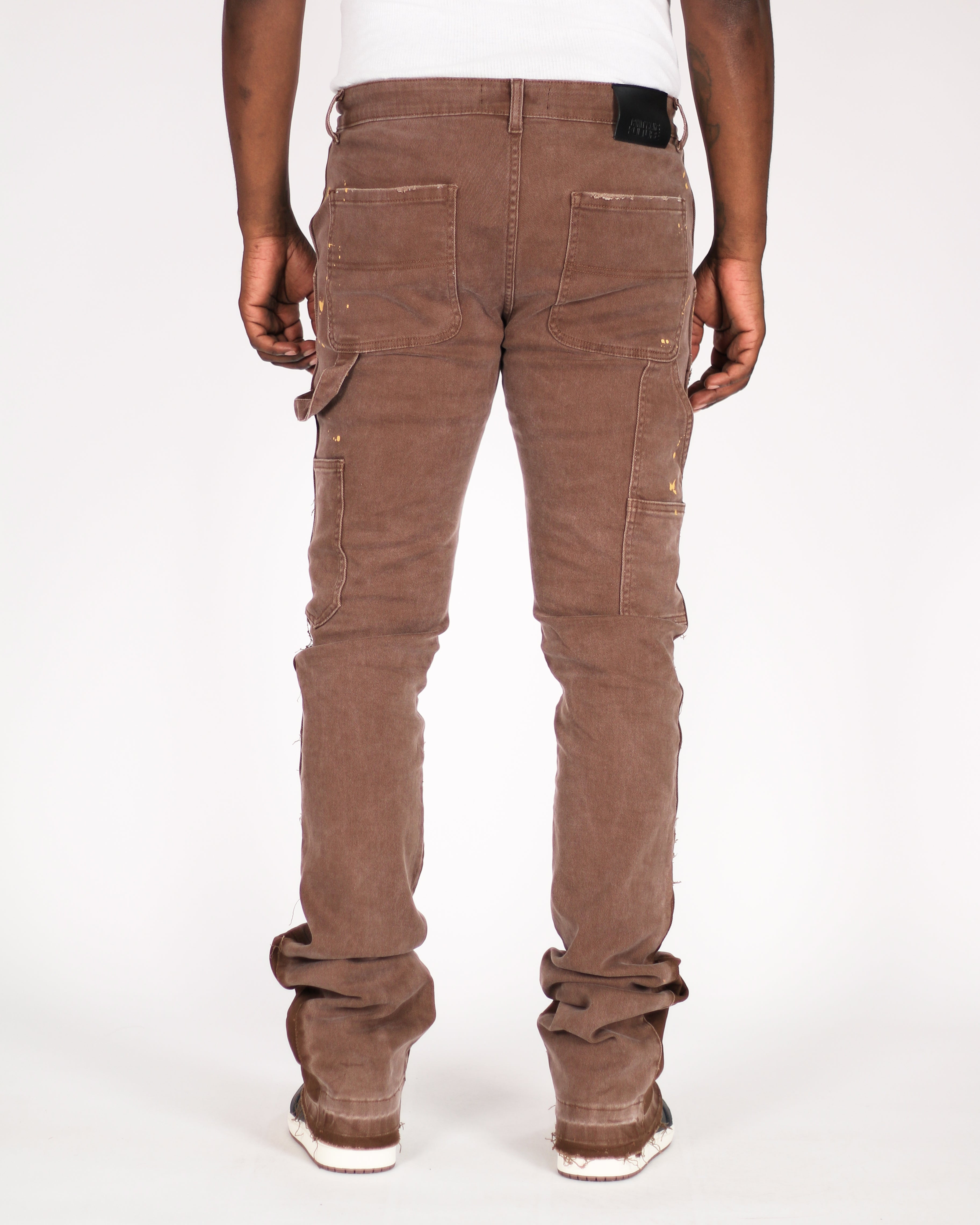 Trinity Kays Kulture Praia Stacked Flare Jeans, Bole Brown