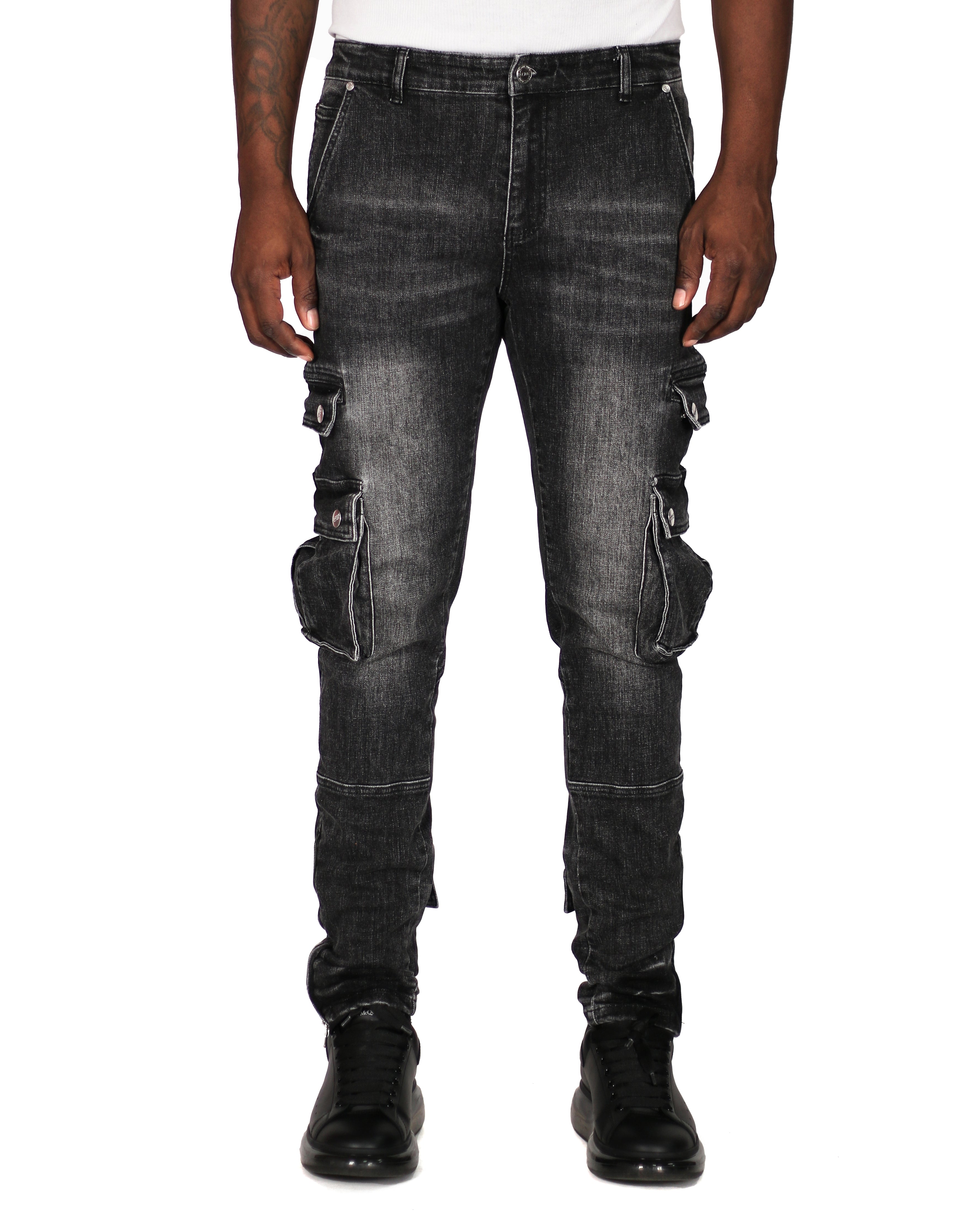 Trinity Kays Kulture Safari Zipper Ankle Skinny Cargo Jeans For Men