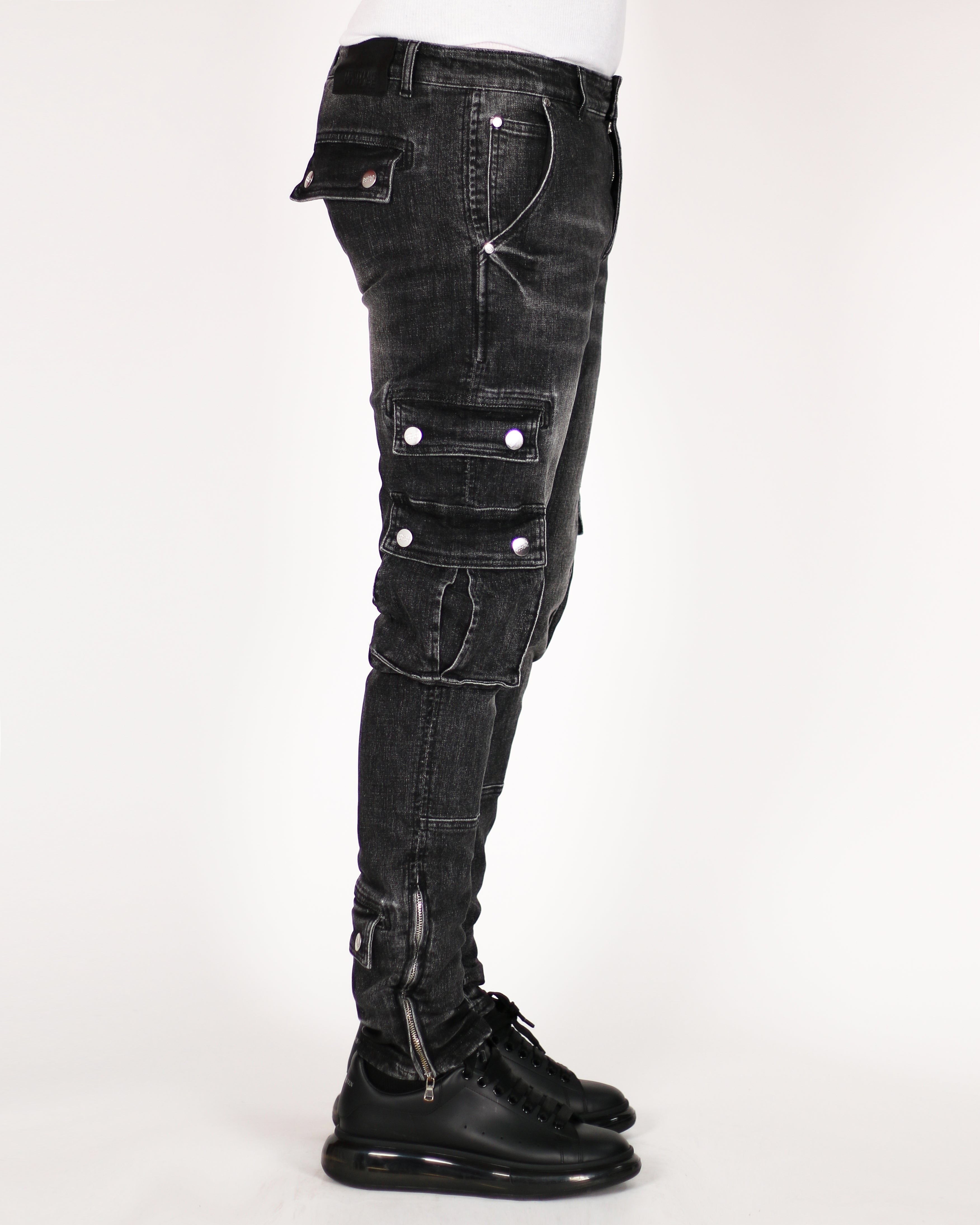 Trinity Kays Kulture Safari Zipper Ankle Skinny Cargo Jeans For Men