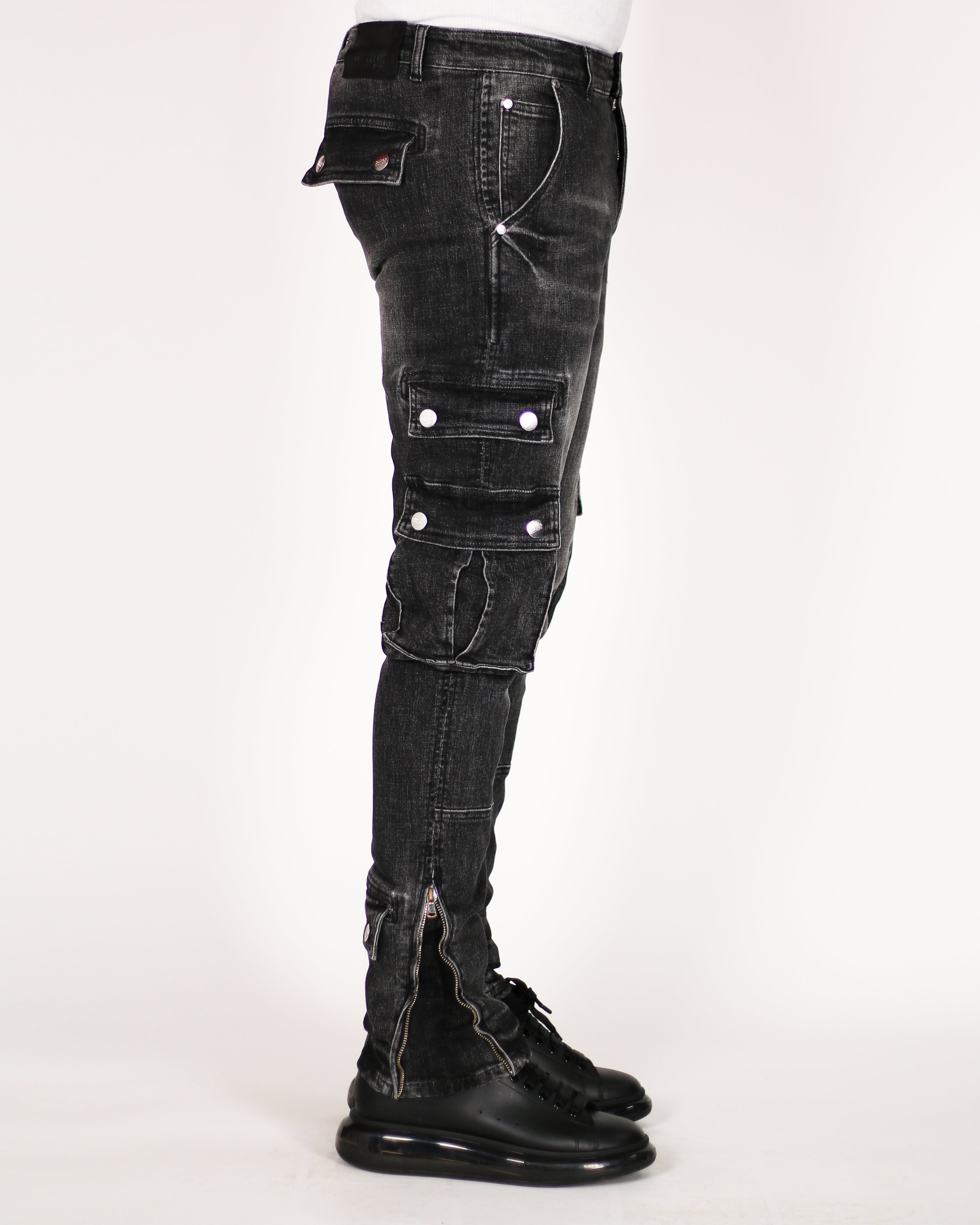 Trinity Kays Kulture Safari Zipper Ankle Skinny Cargo Jeans For Men