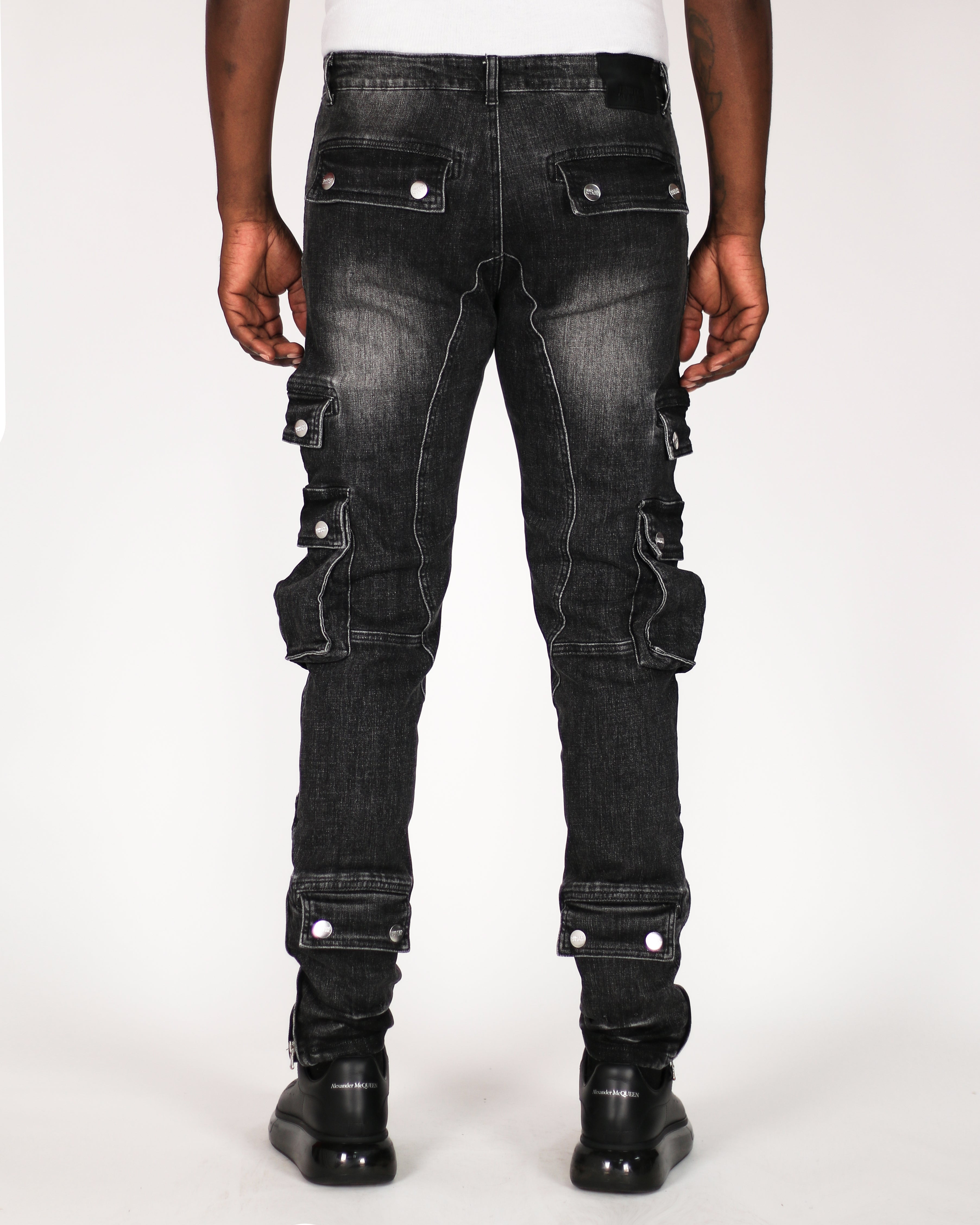 Trinity Kays Kulture Safari Zipper Ankle Skinny Cargo Jeans For Men