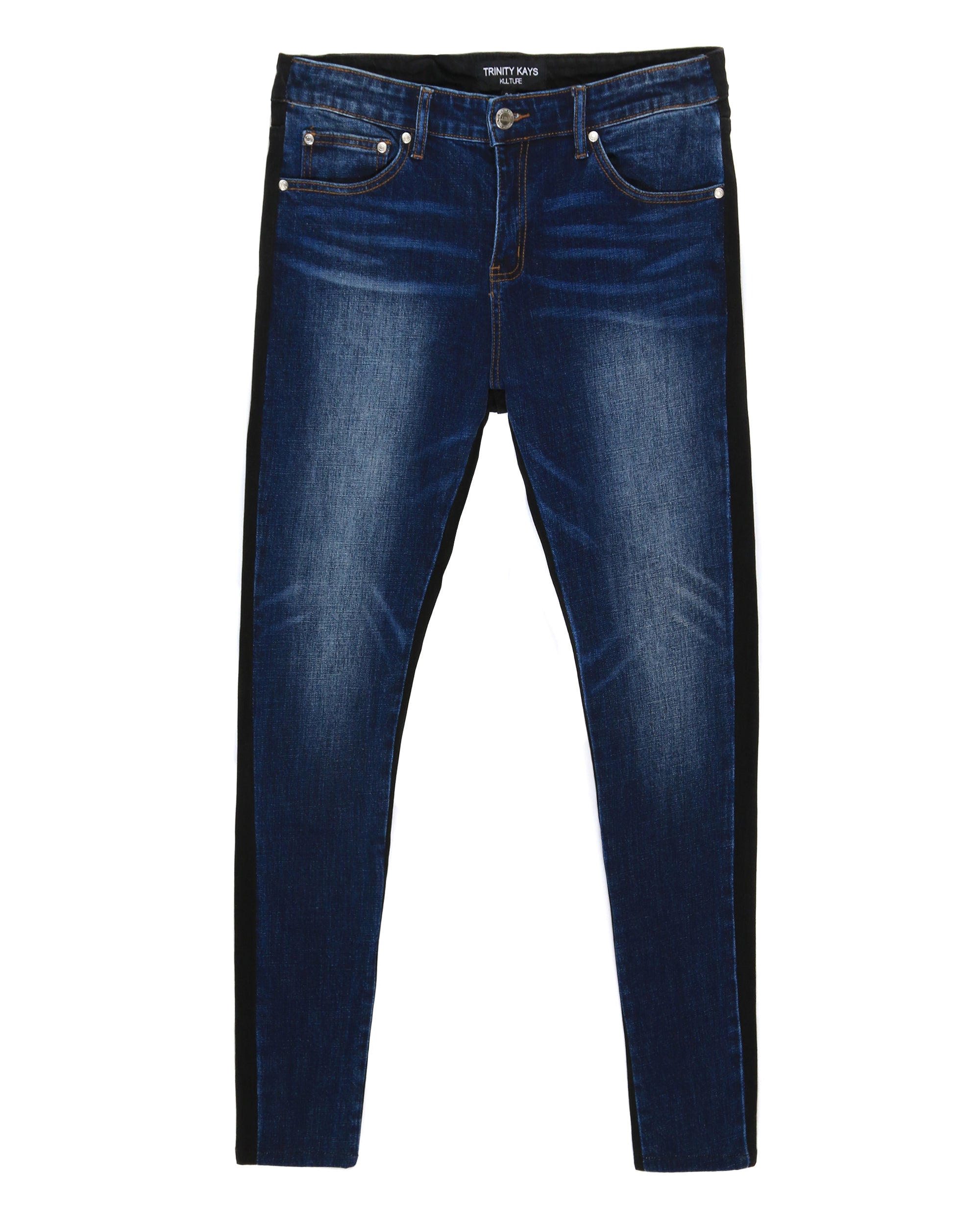 Trinity Kays Kulture Men's Rand Two Tone Skinny Jeans - Blue and Black