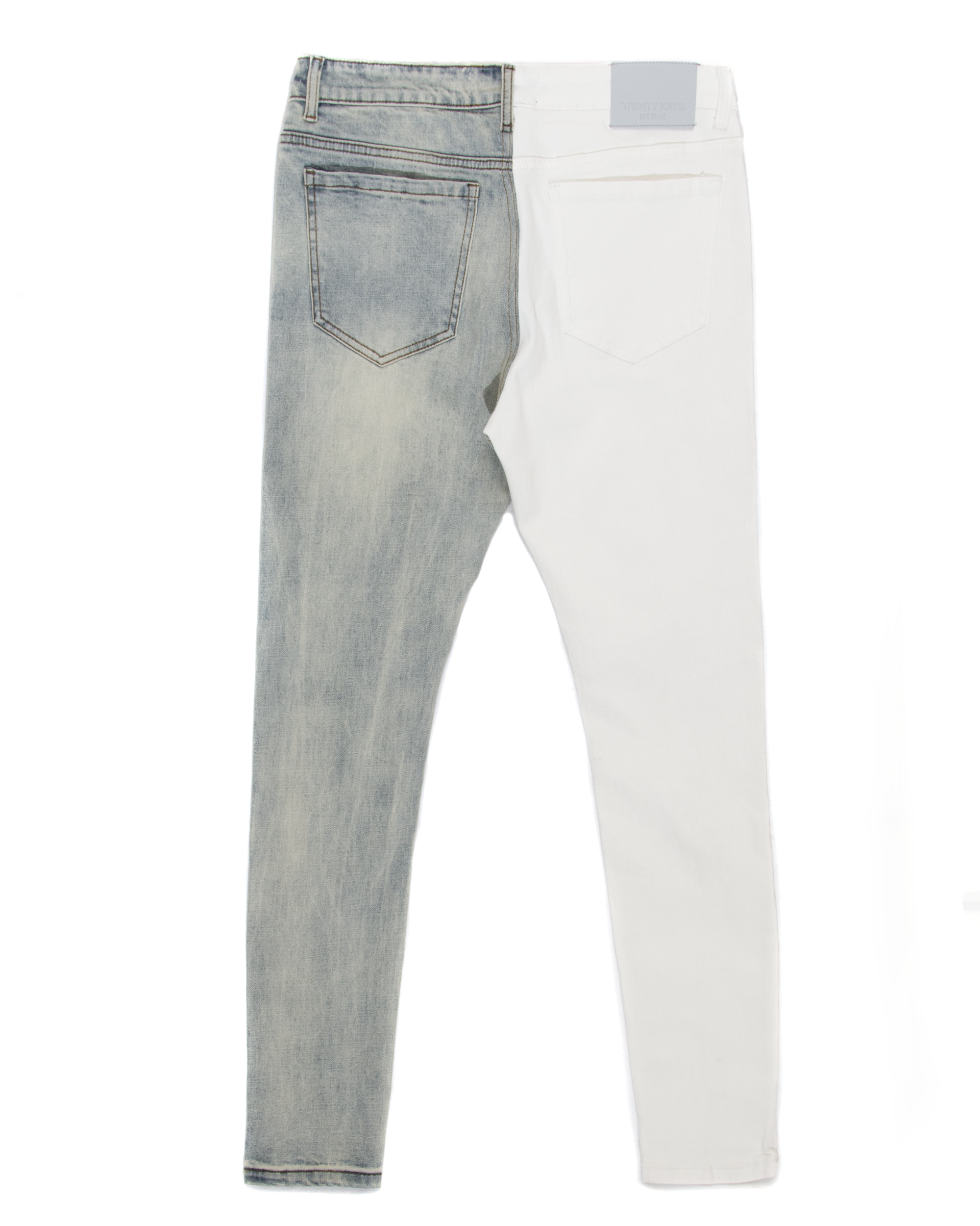 Trinity Kays Kulture Men's Pula Split Skinny Jeans - White/Blue