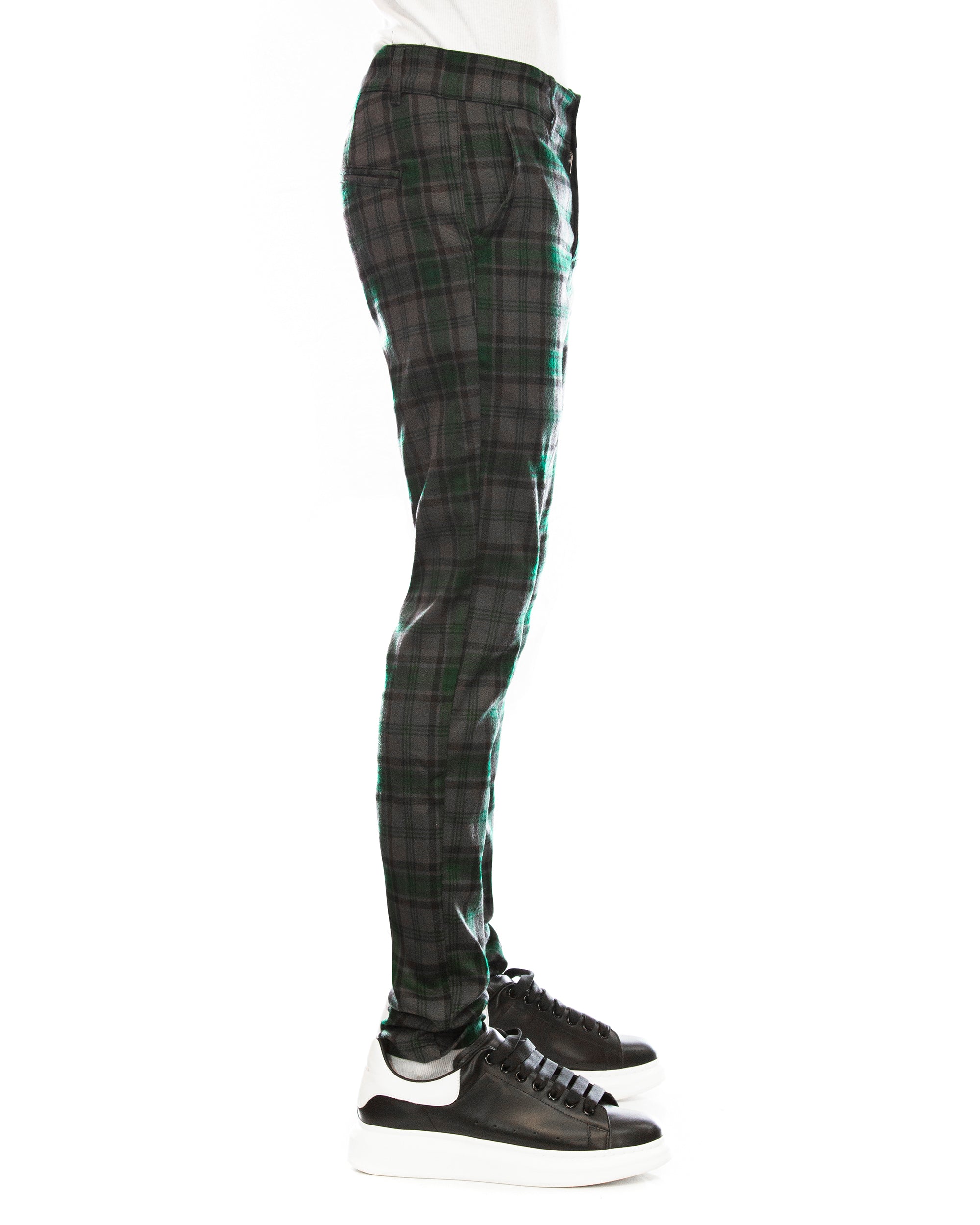 Trinity Kays Kulture Brixton Plaid Pants in Charcoal - Green