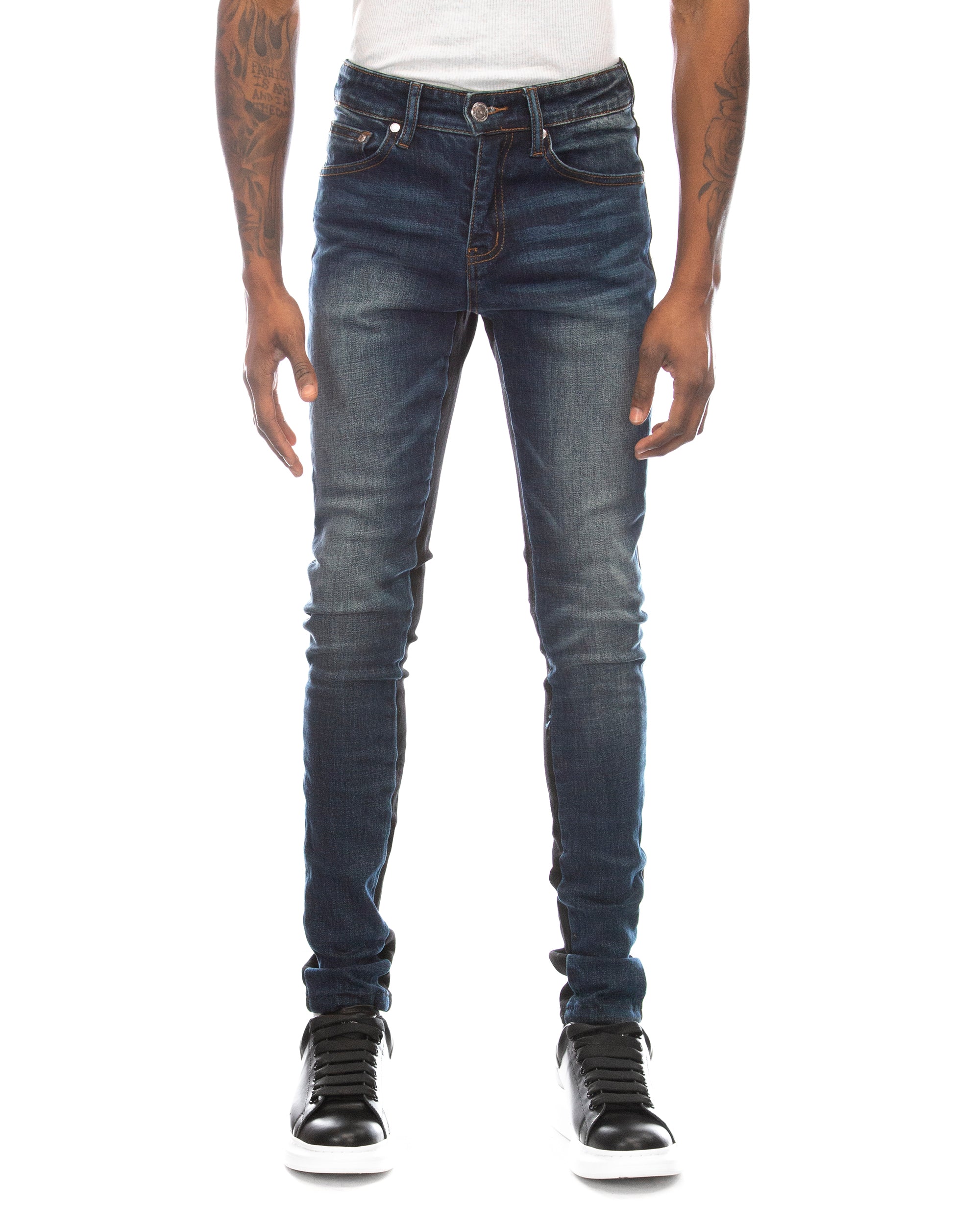 Trinity Kays Kulture Men's Rand Two Tone Skinny Jeans - Blue and Black