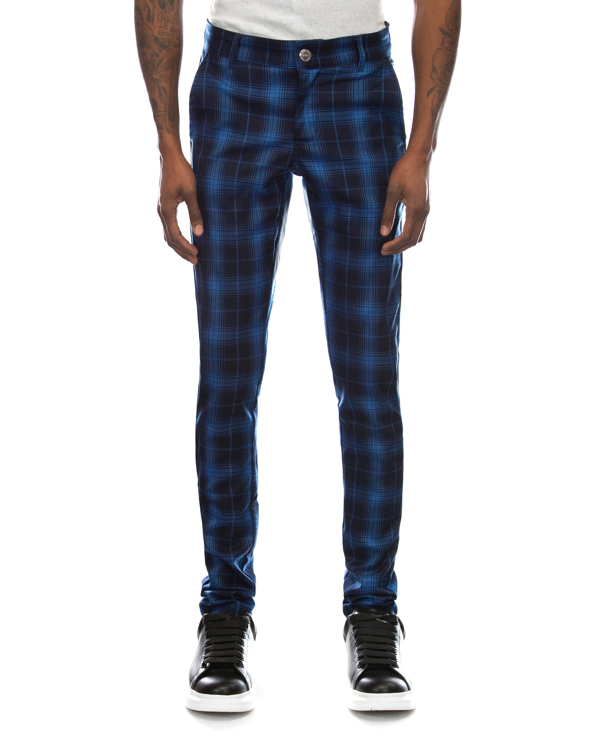 Trinity Kays Kulture San Andres Plaid Pants in Royal Blue Navy