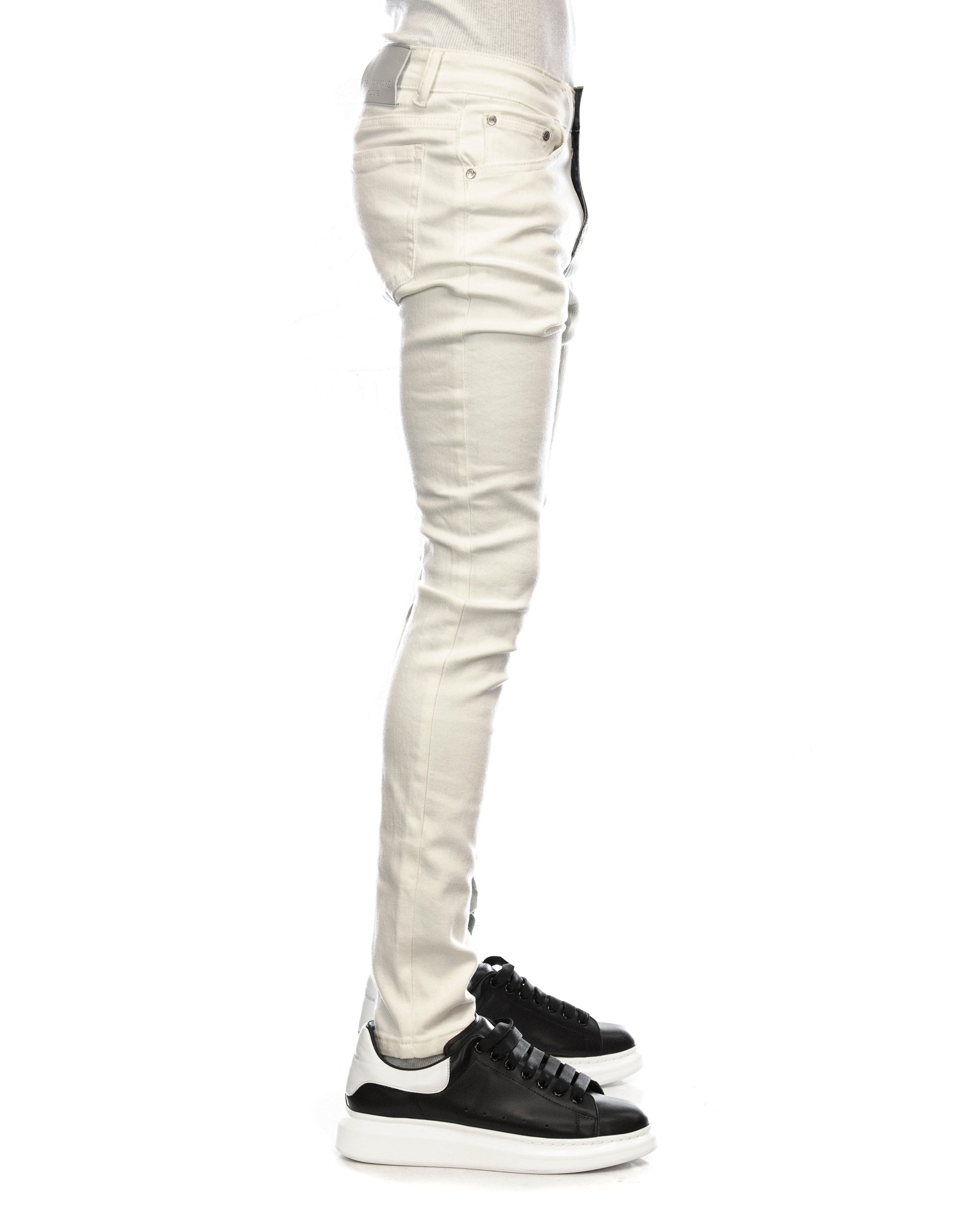 Trinity Kays Kulture Men's Pula Split Skinny Jeans - White/Blue