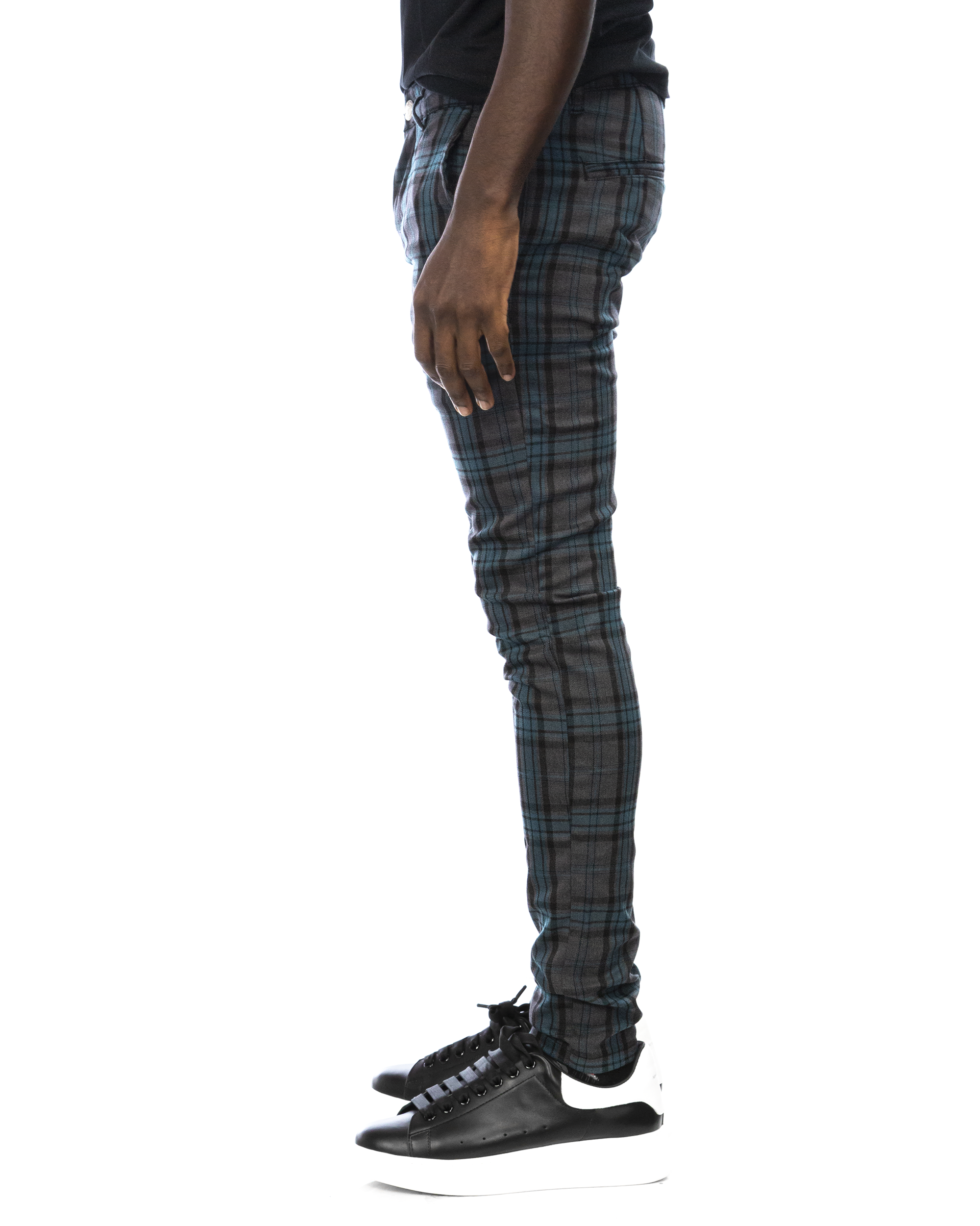 Trinity Kays Kulture Brixton Plaid Pants in Charcoal - Blue