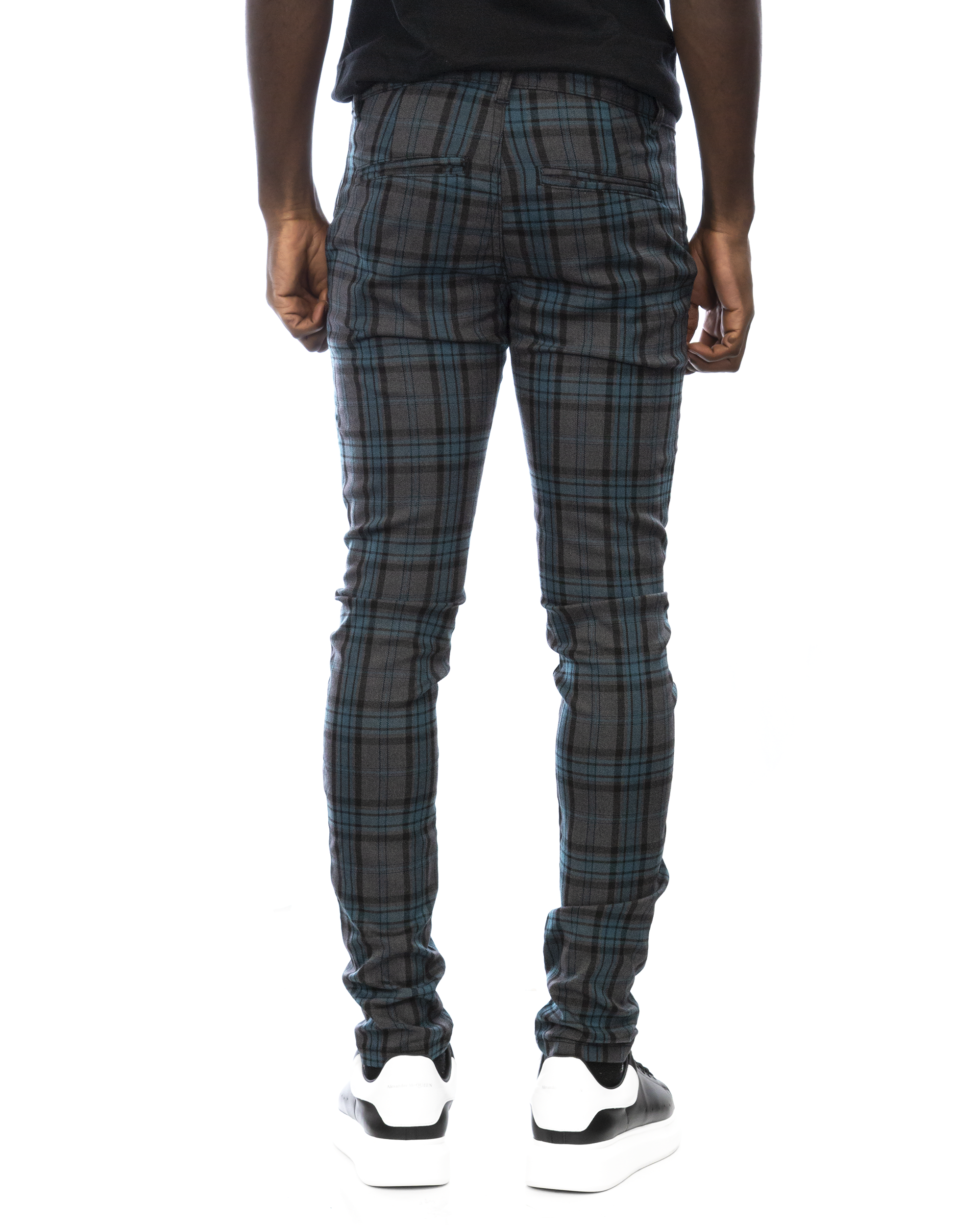 Trinity Kays Kulture Brixton Plaid Pants in Charcoal - Blue